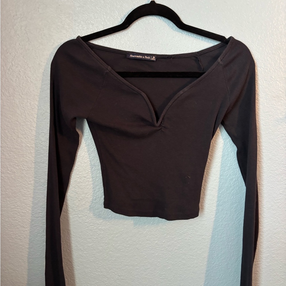 Abercrombie & Fitch dark navy V-Neck Crop Top